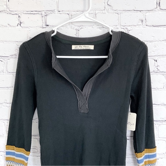 New Free People Mikah Layering Cuff Thermal Top Black Size XS - Picture 7 of 8